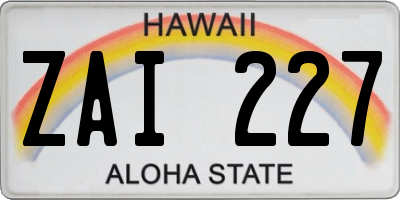 HI license plate ZAI227