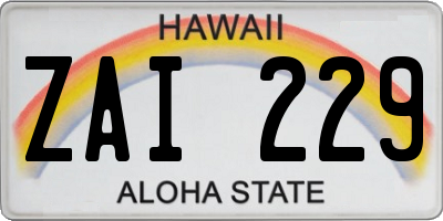HI license plate ZAI229