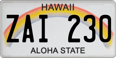 HI license plate ZAI230