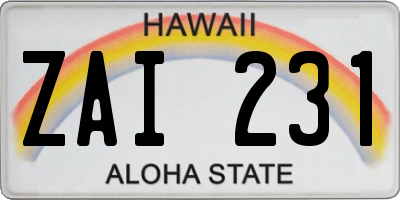 HI license plate ZAI231