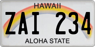 HI license plate ZAI234