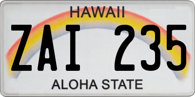 HI license plate ZAI235