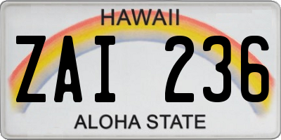 HI license plate ZAI236
