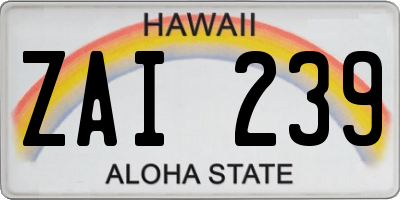 HI license plate ZAI239