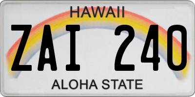 HI license plate ZAI240