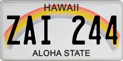 HI license plate ZAI244