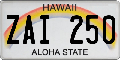 HI license plate ZAI250