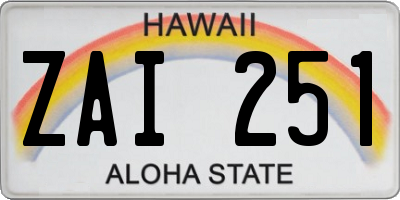 HI license plate ZAI251