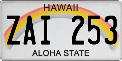HI license plate ZAI253
