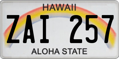 HI license plate ZAI257
