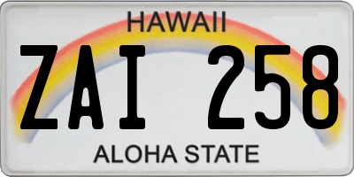 HI license plate ZAI258
