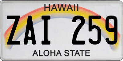 HI license plate ZAI259