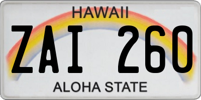 HI license plate ZAI260