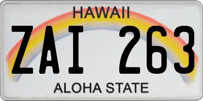 HI license plate ZAI263