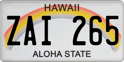 HI license plate ZAI265