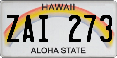 HI license plate ZAI273