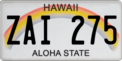 HI license plate ZAI275