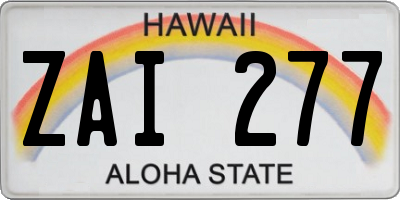 HI license plate ZAI277