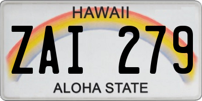 HI license plate ZAI279