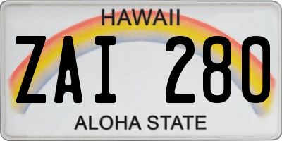 HI license plate ZAI280