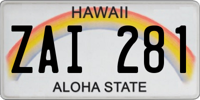 HI license plate ZAI281