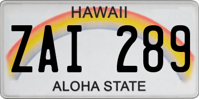 HI license plate ZAI289