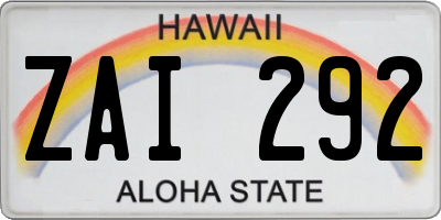 HI license plate ZAI292