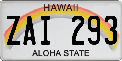 HI license plate ZAI293