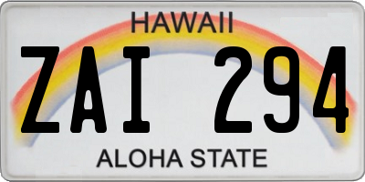 HI license plate ZAI294