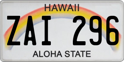 HI license plate ZAI296