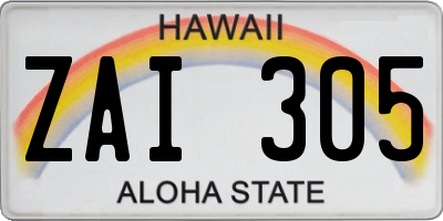 HI license plate ZAI305