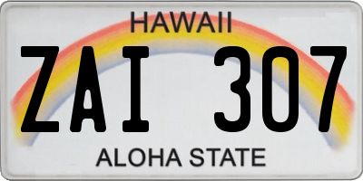 HI license plate ZAI307