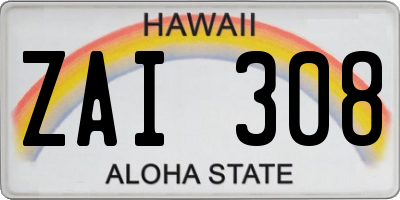 HI license plate ZAI308