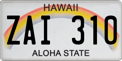 HI license plate ZAI310