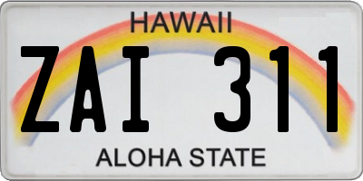HI license plate ZAI311