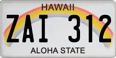 HI license plate ZAI312