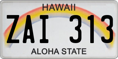 HI license plate ZAI313