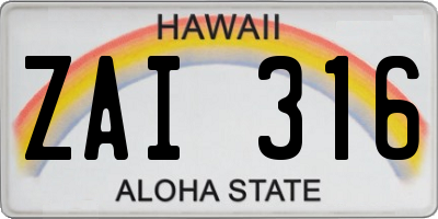 HI license plate ZAI316