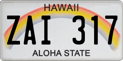 HI license plate ZAI317