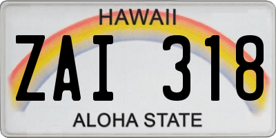 HI license plate ZAI318