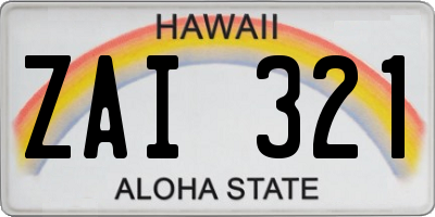 HI license plate ZAI321