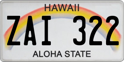 HI license plate ZAI322