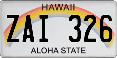 HI license plate ZAI326