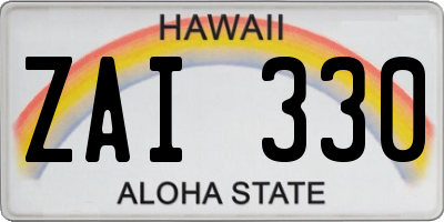 HI license plate ZAI330
