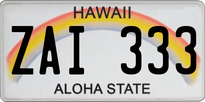 HI license plate ZAI333