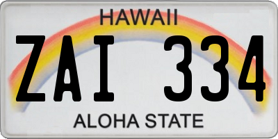 HI license plate ZAI334