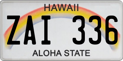 HI license plate ZAI336