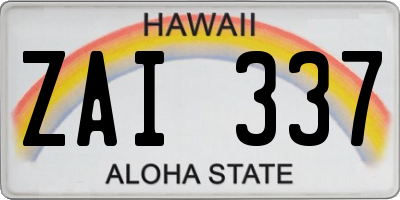 HI license plate ZAI337