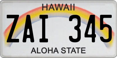 HI license plate ZAI345