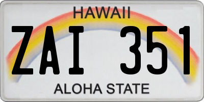 HI license plate ZAI351